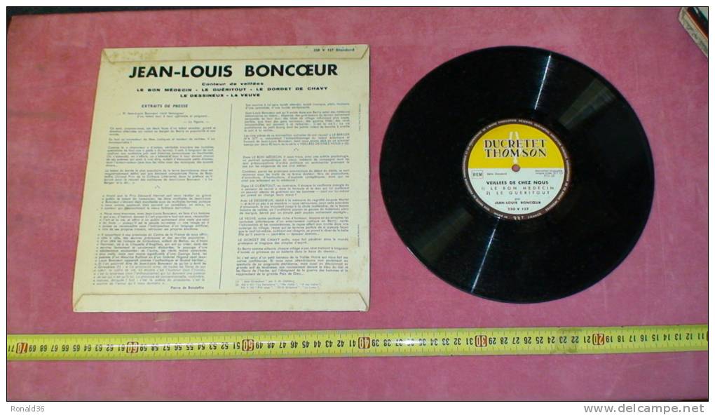 Disque Vinyle Jean Louis BONCOEUR ( Photographie )  Le Berger Du Berry Le Gueritout Dessineux Veuve Bon Médecin Dordet D - Formatos Especiales