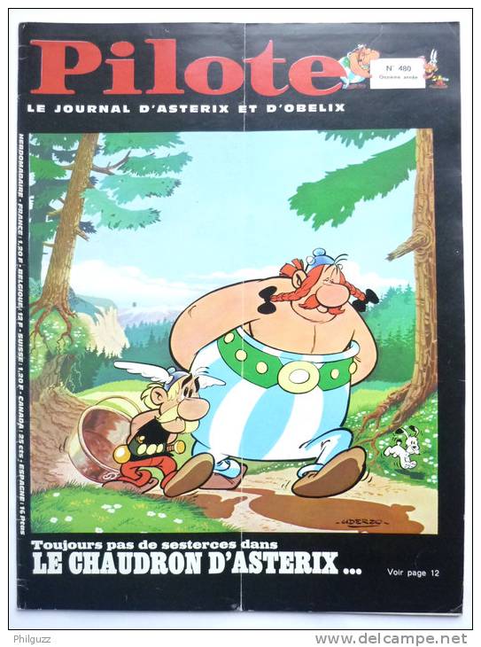 PILOTE  N° 480 COUVERTURE ASTERIX - UDERZO Avec Pilotorama - Pilote