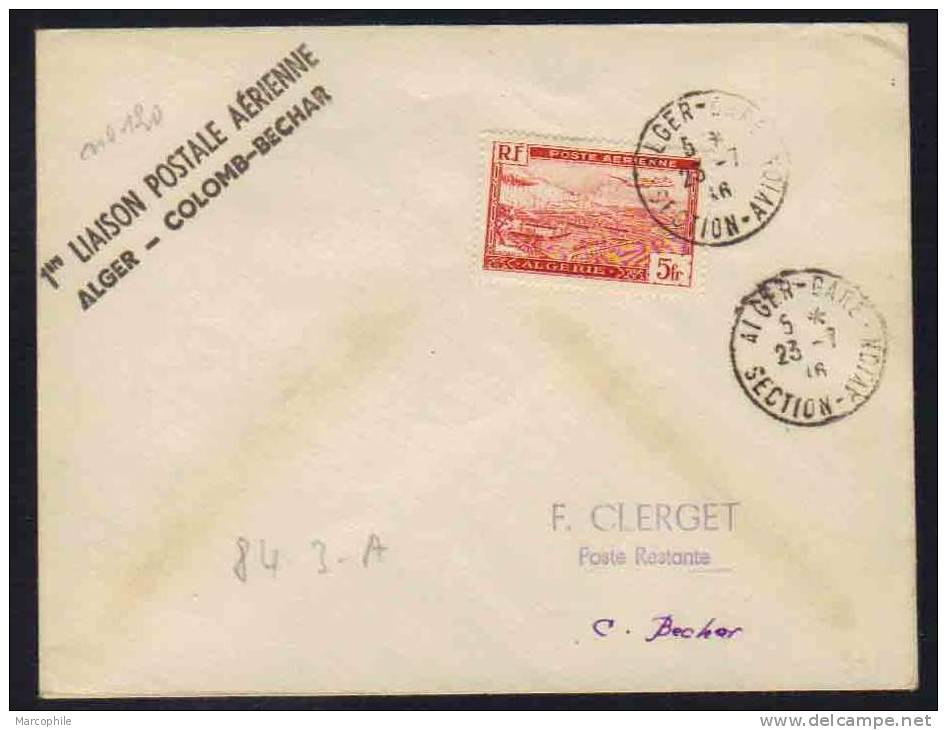 ALGERIE / 1946 - PREMIER VOL ALGER - COLOMB BECHAR (ref 3461) - Lettres & Documents