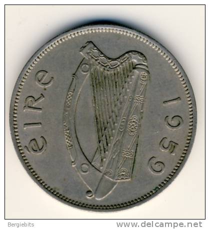 1959 Ireland Half Crown,  In VF Condition HORSE - Ireland