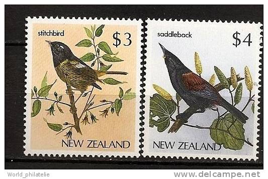 Nouvelle Zelande 1986 N° 926 / 7 Iso ** Courants, Oiseaux, Anthus Novaeseelandiae, Creadion Carunculatus, Branches - Neufs