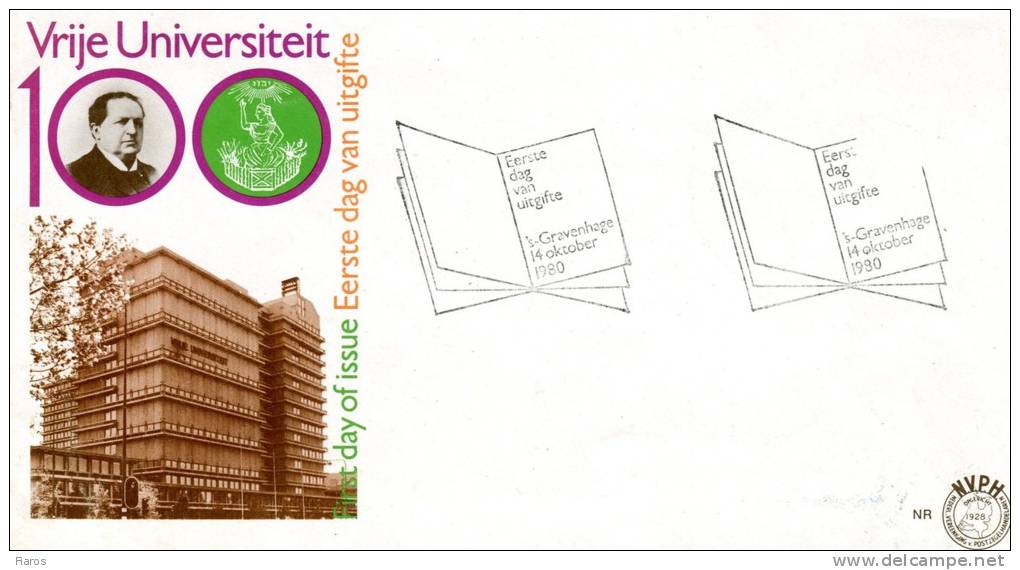 Netherlands-First Day Cover- "Free University Centennial (founded By Kuyper)" 's-Gravenhage [14.10.1980] Without Stamp - Covers & Documents