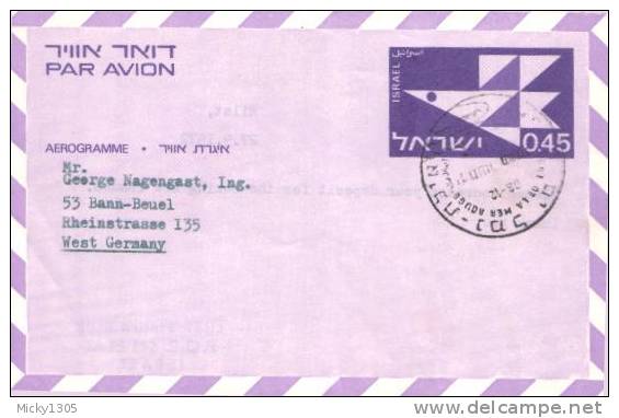 Israel -  Aerogrammeecht Gelaufen / Used (o332) - Poste Aérienne