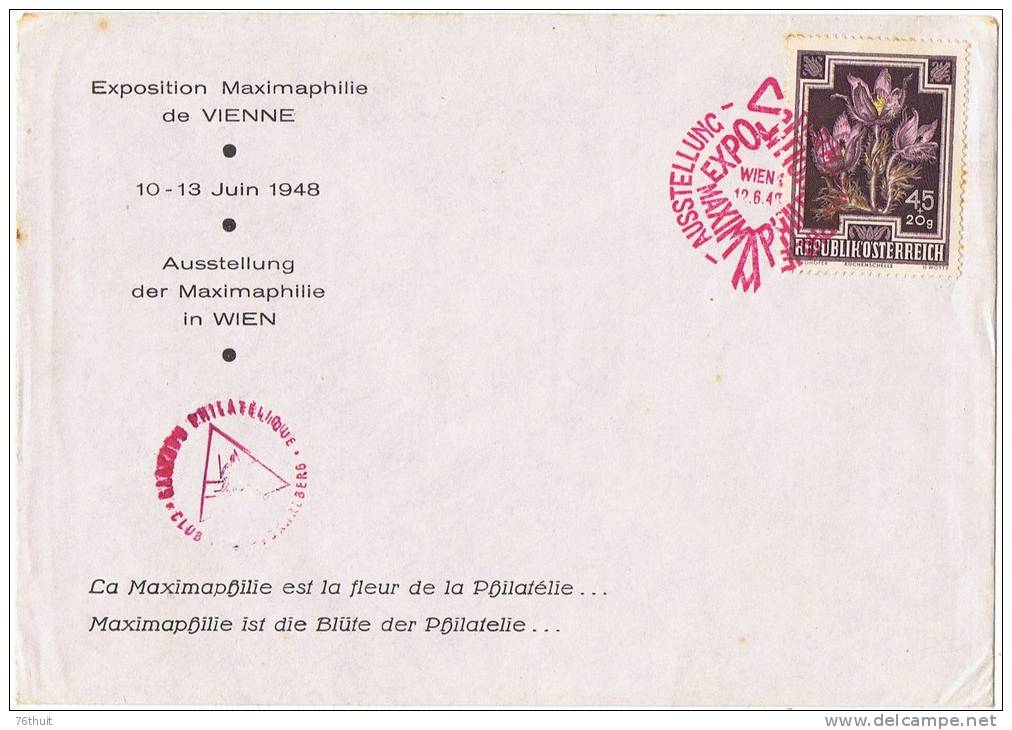 1948 - Enveloppe Lettre - Exposition Maximaphile De VIENNE - Ausstellung Wien - - Machines à Affranchir (EMA)