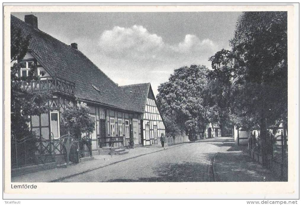 LEMFÖRDE Dorfstrasse Fachwerk Belebt Fahrrad Feldpost 11.1.1944 TOP-Erhaltung - Diepholz