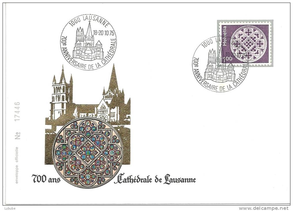 Sonderbrief  "700 Ans Cathédrale De Lausanne"              1975 - Briefe U. Dokumente