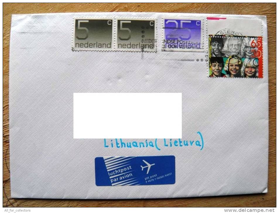 Cover Sent From Netherlands To Lithuania On 1997, Children Kinder 65+30 - Storia Postale