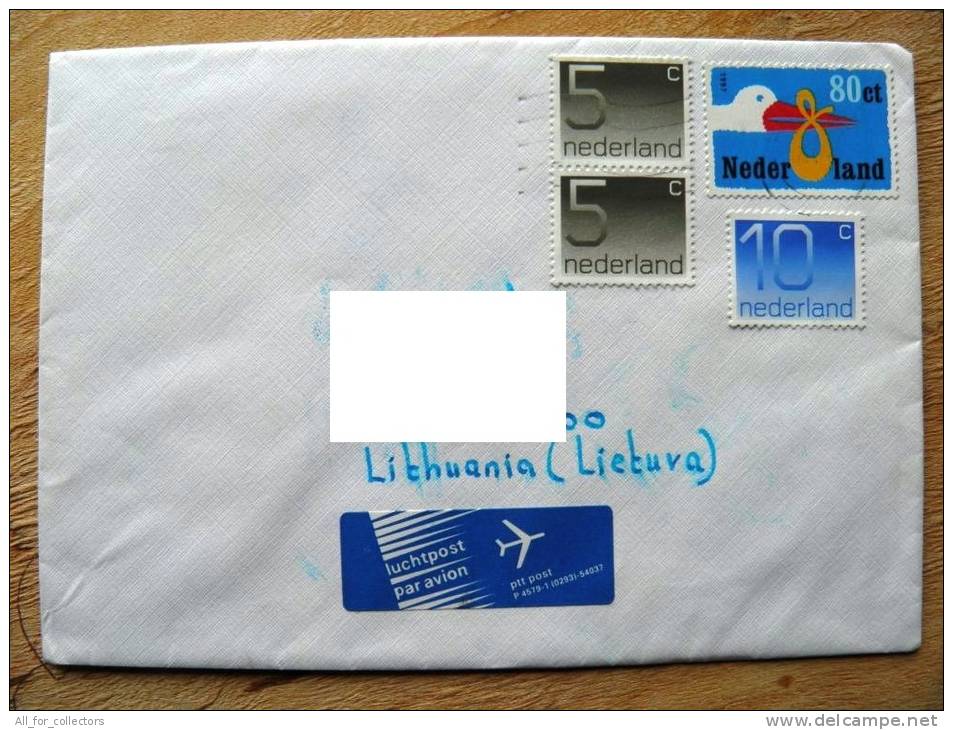 Cover Sent From Netherlands To Lithuania On 1997, Bird Oiseaux Stork - Cartas & Documentos