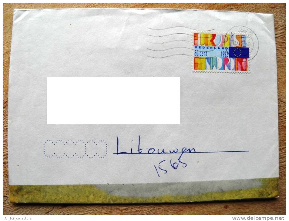 Cover Sent From Netherlands To Lithuania On 1992, Europe Flag - Lettres & Documents