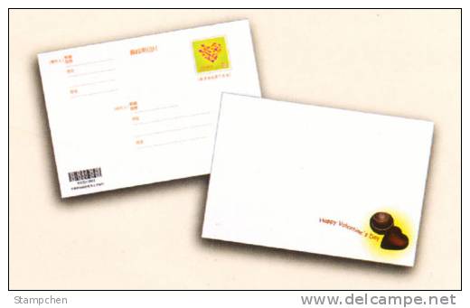 Taiwan 2011 Valentine Day Pre-Stamp Postal Card Happy Time Heart Chocolate Candy - Ganzsachen