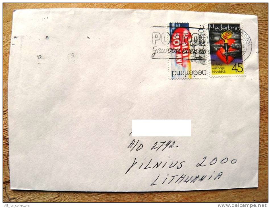 Cover Sent From Netherlands To Lithuania On 1998, - Covers & Documents