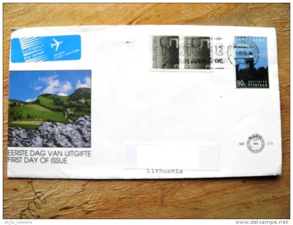 Cover Sent From Netherlands To Lithuania On 1995, Lighthouse Pfare - Covers & Documents