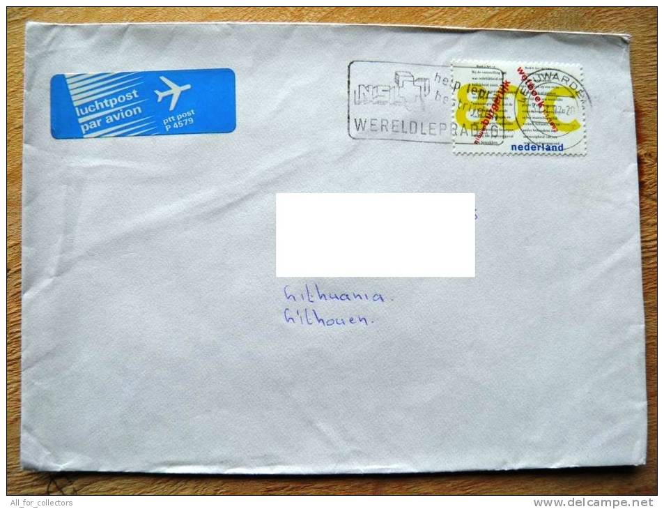 Cover Sent From Netherlands To Lithuania On 1992, - Storia Postale