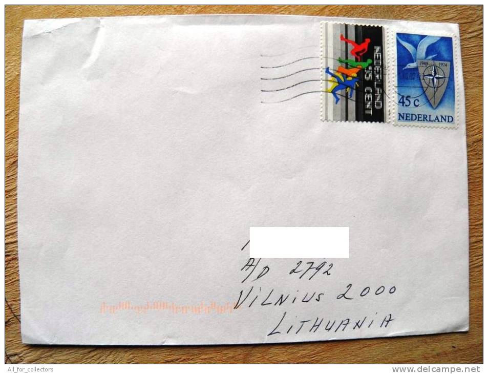 Cover Sent From Netherlands To Lithuania On 1997, Bird, Sport Run - Covers & Documents