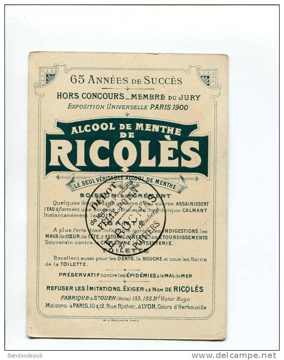 VENTE A PRIX FIXE  POITIERS RICQLES ALCOOL MENTHE CHROMO  ENGELMANN GUILLAUME ALGERIE COUPLE VOYAGE NOCE TENUE SOIREE - Other & Unclassified