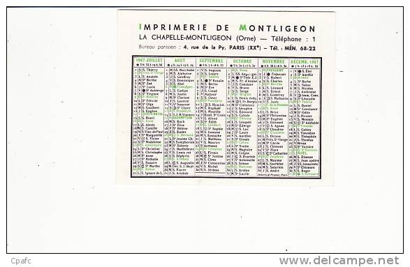 Calendrier 1967 Imprimerie De Montligeon La Chapelle Montligeon (orne) - Petit Format : 1961-70