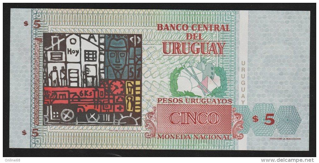 URUGUAY 5 PESOS 1998  SERIE A P# 80  UNC - Uruguay