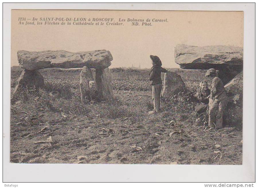 CPA DE ST POL DE LEON A ROSCOFF, LES DOLMENS DE CARAVEL - Dolmen & Menhirs