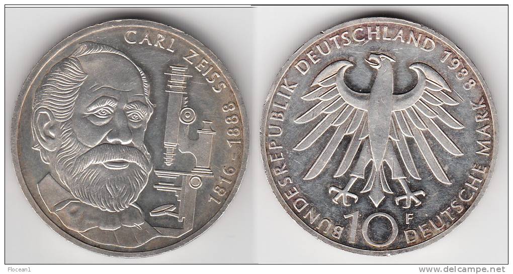 **** ALLEMAGNE - GERMANY - 10 MARK 1988 CARL ZEISS - SILVER - ARGENT **** EN ACHAT IMMEDIAT - Other & Unclassified