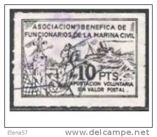 1450-SPAIN CIVIL WAR.FALANGE ASOCIACION BENEFICA MARINA CIVIL 10 Pesetas .BARCOS - Charity