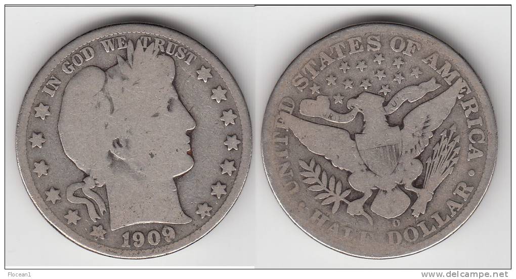 **** ETATS-UNIS - UNITED-STATES - HALF DOLLAR 1909 O - BARBER - ARGENT - SILVER **** EN ACHAT IMMEDIAT - 1892-1915: Barber