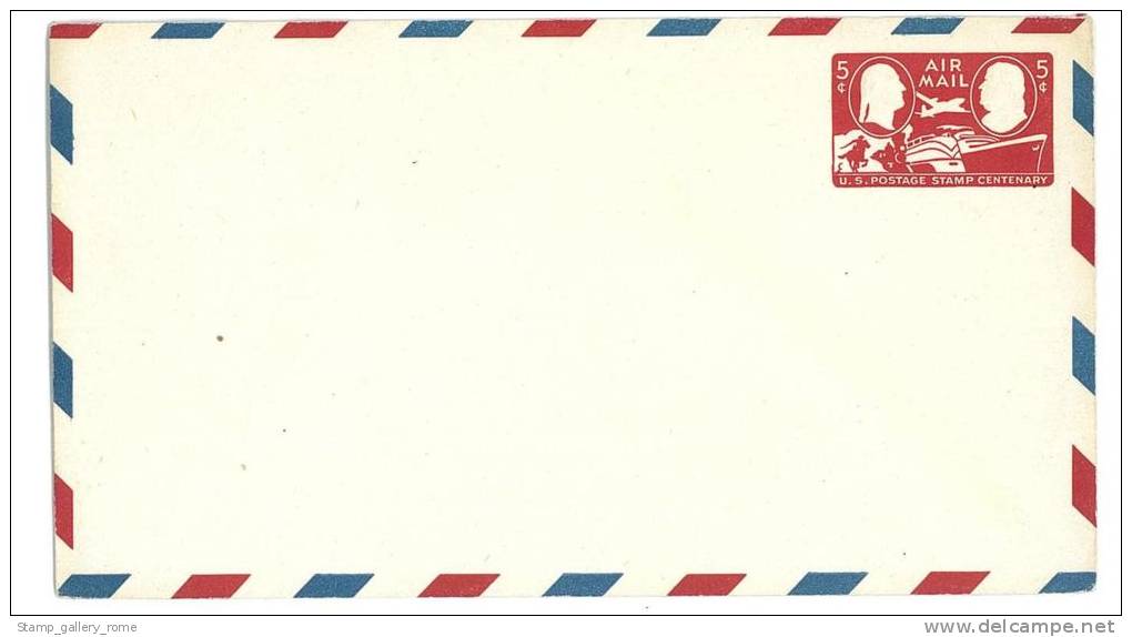 STATI UNITI - USA - POSTAL STATIONERY  - INTERO POSTALE -AIR MAIL  POSTA AEREA 1947 US Airmail Stamped Envelope Indicium - 1901-20