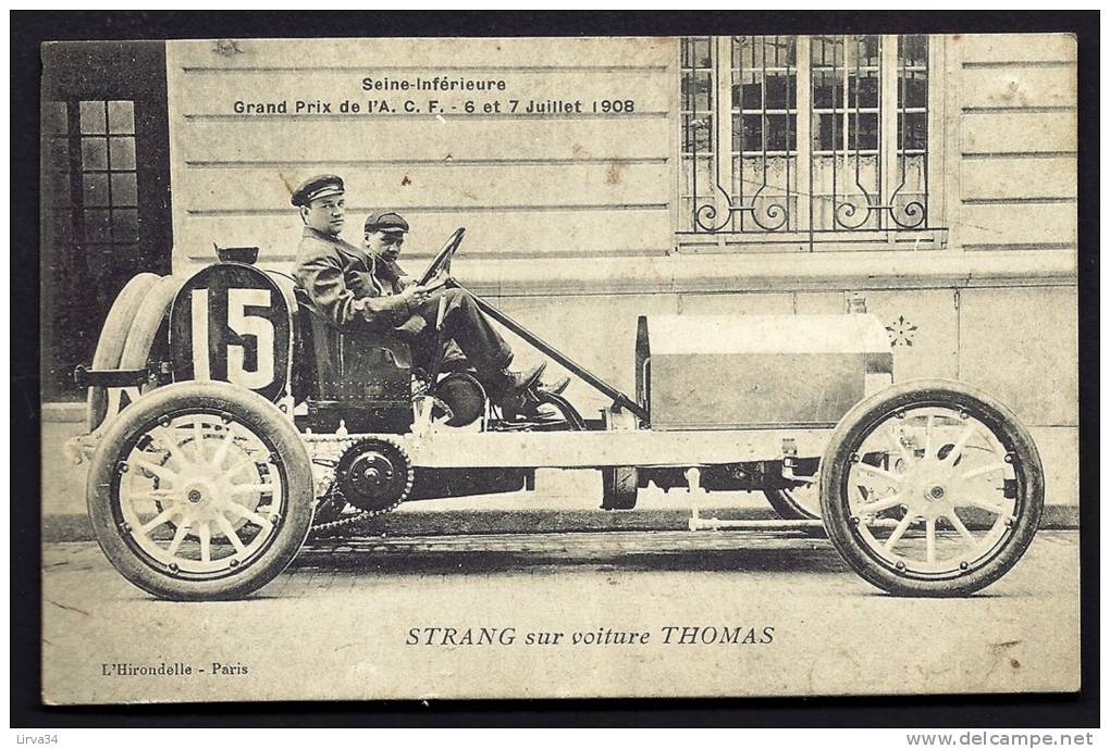 CPA ANCIENNE- FRANCE- SEINE INFERIEURE- GRAND PRIX DE 1908- STRANG SUR VOITURE THOMAS- TRES GROS PLAN - Autres & Non Classés