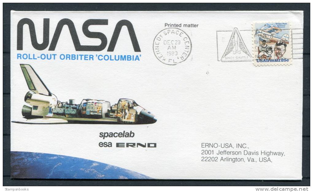 1980 USA NASA ESA Spacelab Columbia Kennedy Space Center Cover - United States