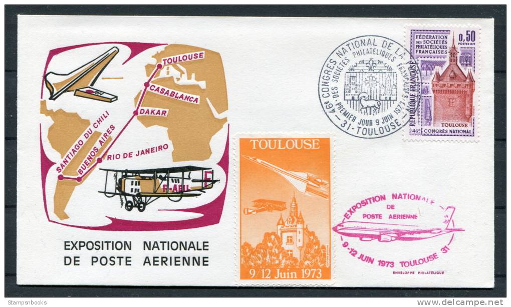 1973 France Toulouse Concorde Aircraft Aero Philatelie Aerienne Cover - Concorde