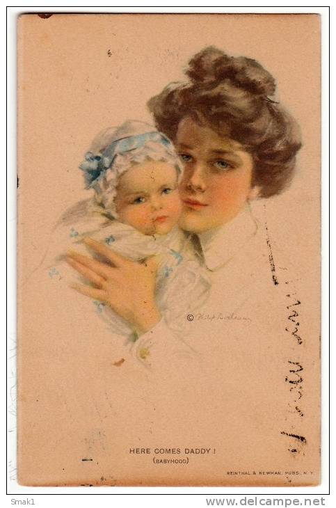 ILLUSTRATORS PHILIP BOILEAU "HERE COMES DADDY!" REINTHAL&NEWMAN, PUBS., N.Y. Nr. 378 OLD POSTCARD 1914. - Boileau, Philip