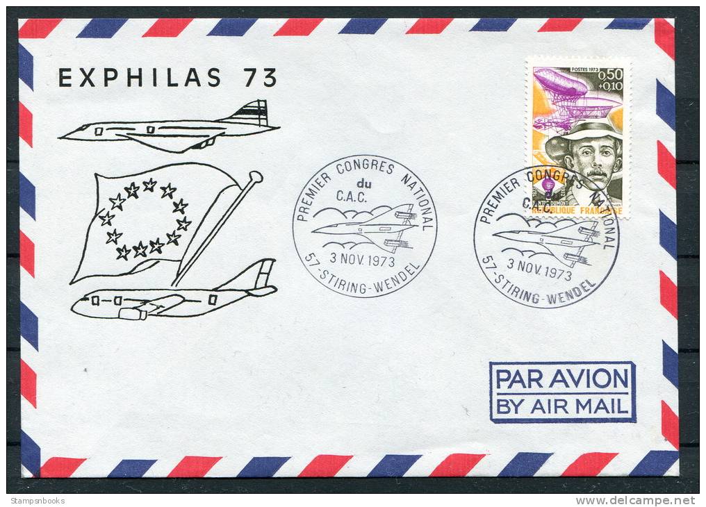 1973 France Stiring Wendel Concorde Aircraft EXPHILAS '73 Cover - Concorde