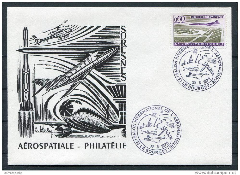 1975 France Le Bourget Concorde Aircraft Space Helicopter Cover - Concorde