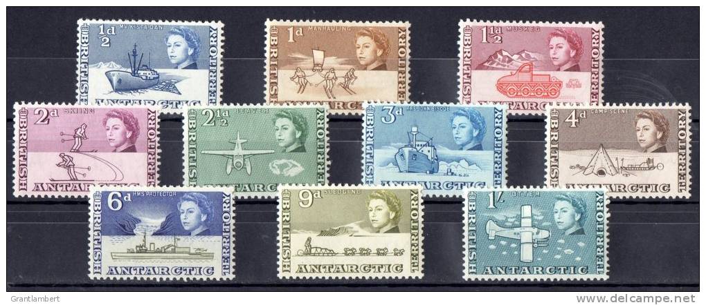 British Antarctic 1963 Transport 10 Values To 1s MNH  SG 1-10 - Other & Unclassified