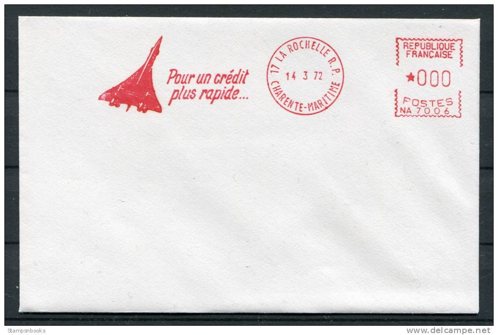 1972 France La Rochelle Concorde Aircraft Test Meter Freistempel Cover - Concorde