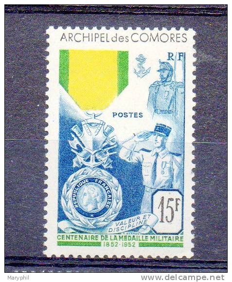 LOT N° 459 - COMORES N° 12 * Charnière - MEDAILLE MILITAIRE - Cote 55€ - Unused Stamps