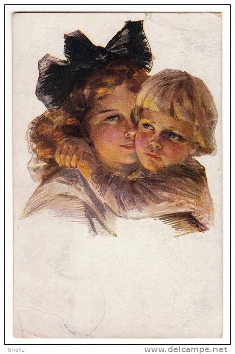 ILLUSTRATORS PHILIP BOILEAU "BROTHER AND SISTER" REINTHAL&NEWMAN, PUBS., N.Y. OLD POSTCARD 1917. - Boileau, Philip