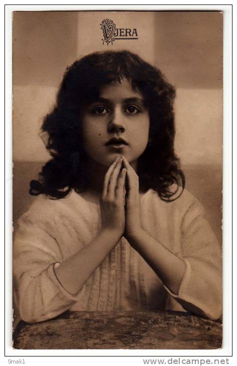 CHILDREN "FAITH" OLD POSTCARD 1915. - Other & Unclassified