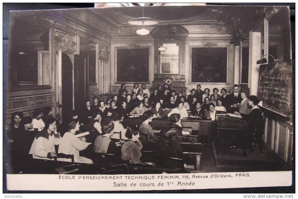 Cpa PARIS 14 Ecole D´ Enseignement Technique Féminin, 116 Av D´ Orléans - Salle De Cours 1e Année - Enseignement, Ecoles Et Universités