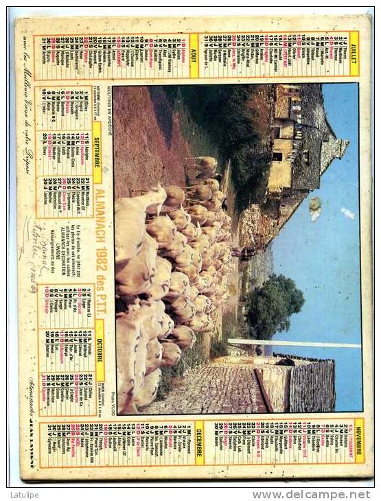 Calendrier  G-F  De  Haute-Loire  43 De 1982 - Groot Formaat: 1981-90