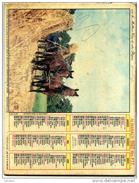 Calendrier  G-F  De  Haute-Loire  43 De 1982 - Big : 1981-90