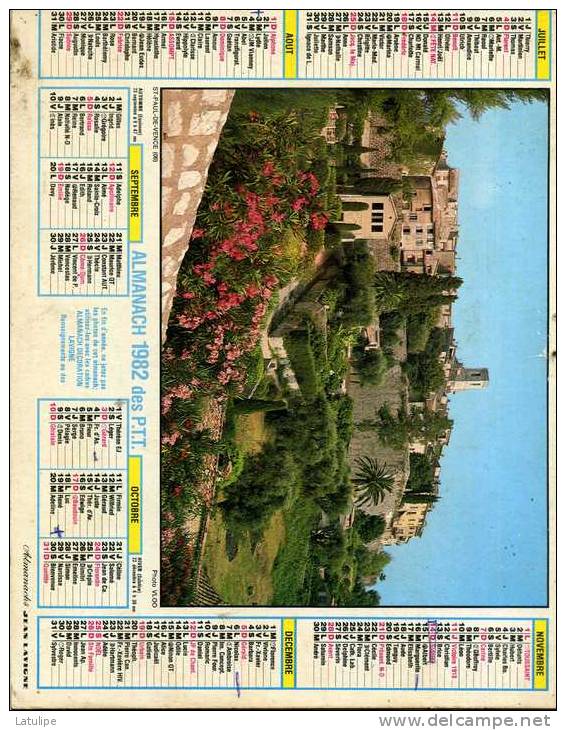 Calendrier  G-F  Des  Pyrenées-Atlantique  64 De 1982 - Groot Formaat: 1981-90