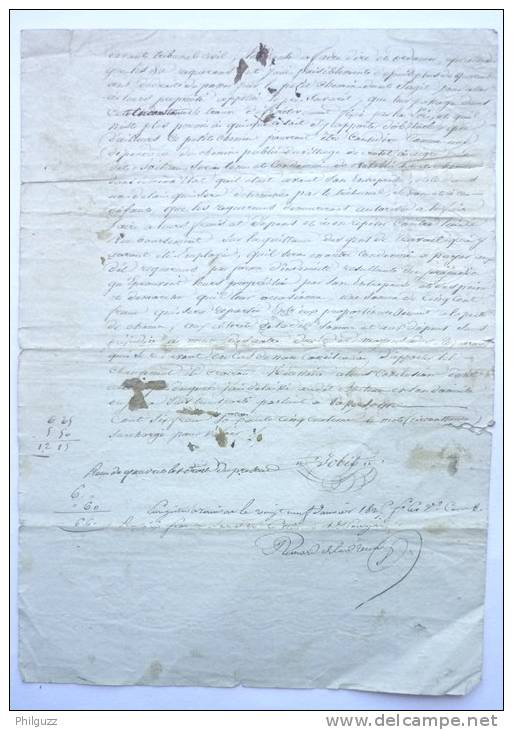 Document  Notarié Ancien -  1825 - Sur Papier Filigrané 3 Fleurs De Lys Et Timbré - Manuscripts