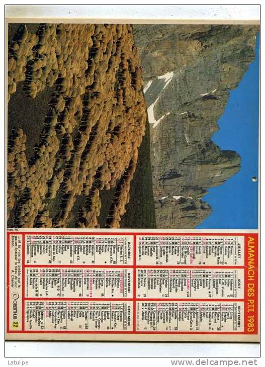Calendrier  G-F  Des  Landes  40  De 1983 - Grand Format : 1981-90