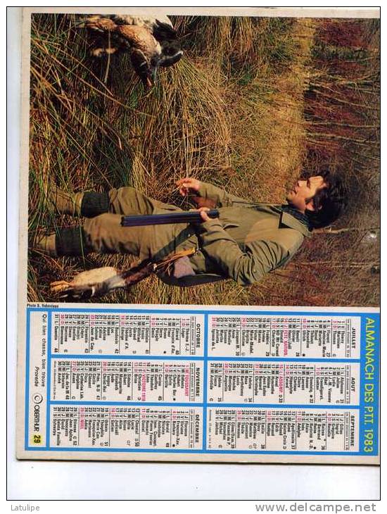 Calendrier  G-F  Des  Landes  40  De 1983 - Formato Grande : 1981-90