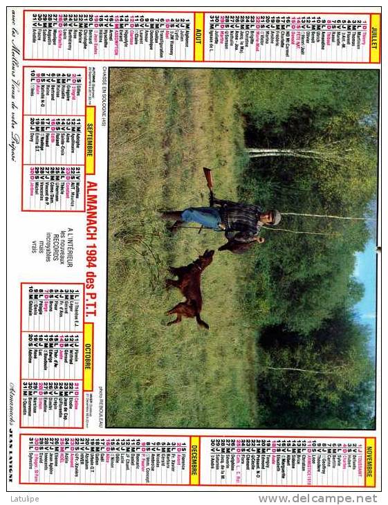 Calendrier  G-F  De La Savoie  73 De 1984 - Formato Grande : 1981-90