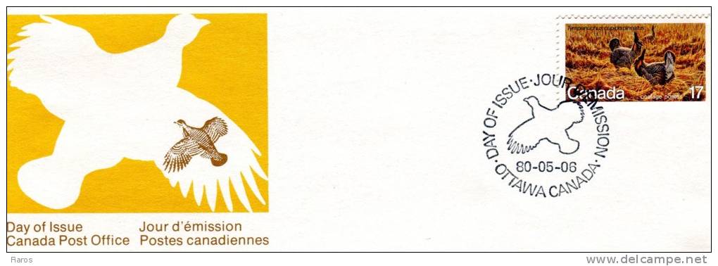 Canada-First Day Cover FDC- "Endangered Wildlife: Greater Prairie Chicken" Ottawa [6.5.1980] - 1971-1980