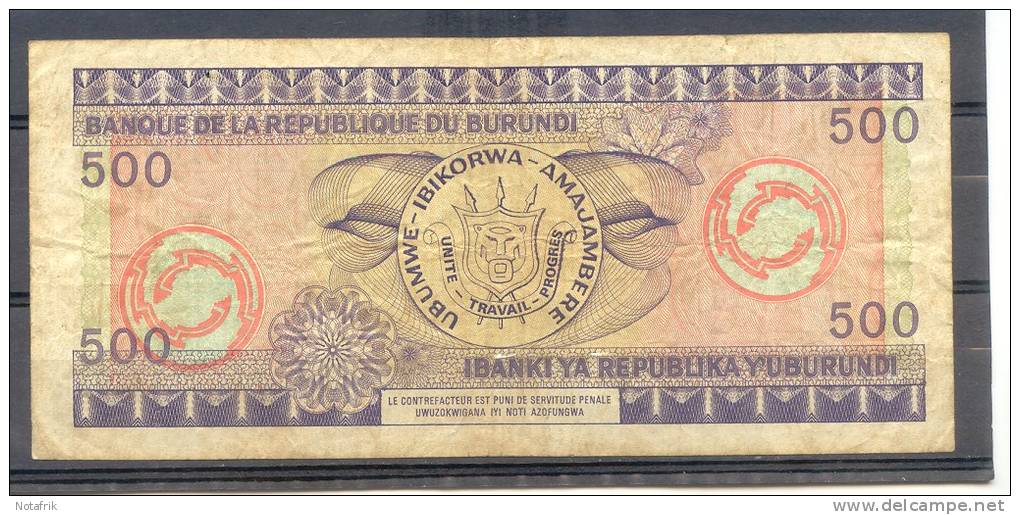 Burundi 500 Fr 1980 VF And Rare - Other - Africa