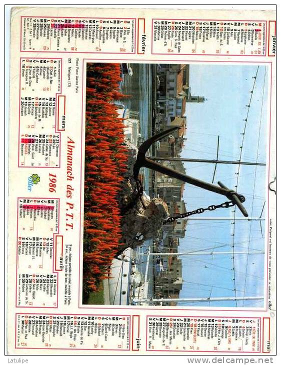 Calendrier  G-F  Des  Postes De   1986 (manque Pages Interieur) - Grand Format : 1981-90