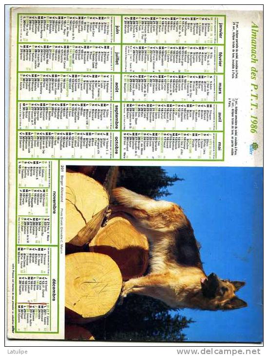 Calendrier  G-F  Des  Postes De Haute-Savoie  74 De 1986 - Grand Format : 1981-90