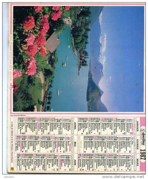 Calendrier  G-F  Des  Postes De Savoie  73 De 1987 - Groot Formaat: 1981-90